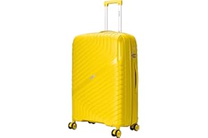 FLYMAX 29" Large Suitcase Luggage Large Suitcase 4 Wheels Lightweight 20kg - 23kg Hardshell Polypropylene with Combination Lock + Telescopic Handle Travel Case Hard Shell XL 102L Black