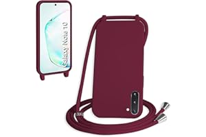 WenBaby Handykette für Samsung Galaxy Note 10 Hülle mit Band,Handyhülle mit Schnur zum Umhängen Silikon Seil Necklace Schutzhülle mit Kordel Tasche Case TPU Bumper für Galaxy Note 10- Rot