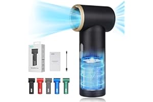 Kica Jetfan Mini Ventilatore Portatile,Ventilatore Silenzioso Ricaricabile Tramite USB,Ventilatore 3000mAh a batteria[14ore di lavoro],Velocità regolabile liberamente,Scocca in metallo,Nero