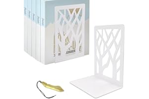 Mgood Fermalibri Per Mensole Reggilibri da Mensola Metallo Ferma Libri da Scaffale Reggi Libri per Libreria Decorativi Design Porta libro per Casa Ufficio Scrivania(1 paio Bianco, 9x12x16 cm)