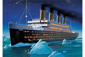 Meecaa Malen nach Zahlen Titanic Fähre Eisberg romantisch Kit für Erwachsene Anfänger DIY Ölgemälde 16x20 Zoll (Titanic, Rahmenlos)