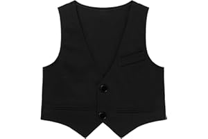 Miutii Kids Boys V Neck Formal Suit Vest 2 Buttons Single Breasted Waistcoat for Wedding Birthday Party