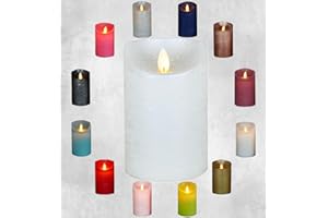 ‎COEN BAKKER LED Echtwachskerze Kerze Farbauswahl Timer flackernde Wachskerze Kerzen Batterie, Farbe:Perle, Größe:12.5 cm