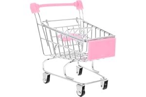 HOMSFOU Mini Supermercato Carretto a Mano Carrello Della spesa Modello Gioielli Titolare Shopping Utility Carrello Giocattolo Cibo Snack Holder Foto Puntelli
