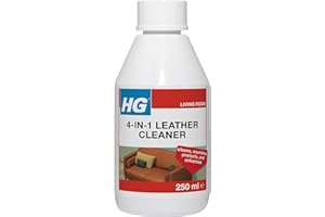 HG 4-in-1 Leather Cleaner, Premium Real Leather & Faux Leather Cleaner, Leather Conditioner to Restore & Nourish Soft Furniture & Accessories, Effective Leather Polish - 250ml