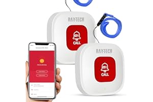 DAYTEE DAYTECH Tuya WiFi Pulsante di chiamata SOS ricaricabile intelligente Pulsante Salvavita Anziani, 2 Pulsante Emergenza Anziani, Allarme personale per anziani disabili(supporta Wi-Fi a 2,4 GHz)