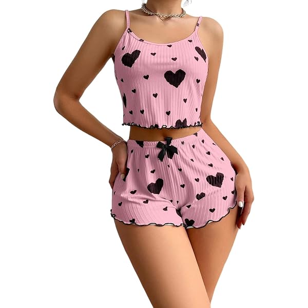 American Trend Women's Strawberry Print Pajama Set – Cami Top & Shorts Sleepwear, Medium - View #5