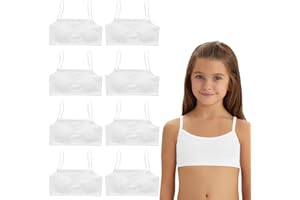 Mayoii 8 Pack Girls Sports Bras – Cotton Crop Tops for Girls, Soft Comfortable Non-Padded First Bras