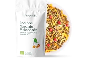 REPLANTEA CUIDAMOS TU NATURALEZA TE ROOIBOS NARANJA MELOCOTÓN 100% Orgánico 100g (50 Tazas) | Rooibos Verde Afrutado Ideal para Ice Tea o Té Frio Sin Teína a Granel REPLANTEA