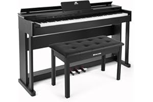 MUSTAR Digital Piano 88 Weighted Keys Hammer Action with Piano Bench, 88 Key Piano Keyboard Fully Weighted, Electric Piano Keyboard 88 Keys with 3 Pedals, Built-In Speakers, USB/MIDI, Furniture Stand (Black)