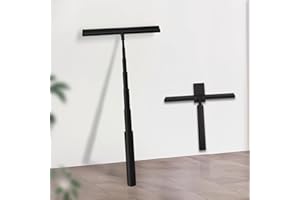 FIVAVA Shower Squeegee Extendable,Window Squeegee,Silicone Squeegee Shower, Glass Scraper for Bathroom,Kitchen,Mirror,Car and Door Cleaning Squeegee with Hook（Black）