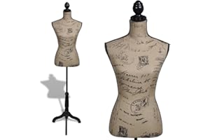 Tidyard Buste de Couture Mannequin de Couture Femme Marron et Noir Jute