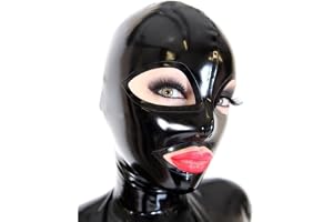 GREEFEI Latexhuva för män och kvinnor svart, näsan andas gummi ansiktsmask, handgjorda festtillbehör