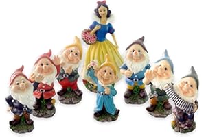 Decor Space Biancaneve ed i sette nani in poliresina da giardino nanetti per aiuola h 44 cm