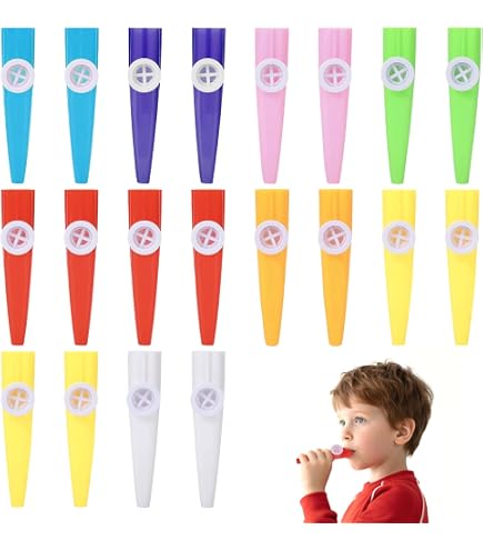 Lot De 10 Kazoos En Plastique Colorés – Instruments De Musique Simples Avec Membranes Pour Enfants Et Fêtes