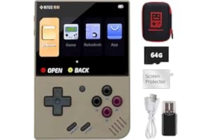 Cawevon Mini Plus, Console di gioco portatile con schermo IPS da 3,5 pollici, 640 x 480, scheda TF da 64 GB, con 10000 giochi classici, supporta la modalità hotspot Wi-Fi, con custodia
