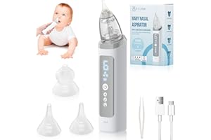 EUJAM Nasensauger Baby Elektrisch, Baby Nasensauger, Elektrischer Nasensauger Baby Staubsauger mit 6 Saugstärken Musik Licht und 3 Größen Tip für Kleinkinder, Neugeborene Säuglinge