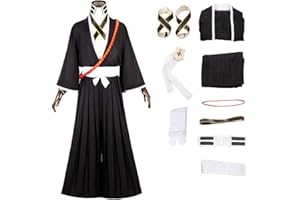 MEADOO Adult Anime Black Robe Cloak Cosplay costumes Japanese Traditional Samurai Uniform Kimono outfit Halloween outfits