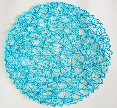 MCHANG Tableware Round Natural Paper Fiber Place mat Set 12 pieces Placemats (Brown) (Turquoise)