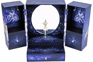 Trousselier – Caja de música bailarina estrella – Caja de joyería musical bailarina – Caja de joyería para niña – Azul marino