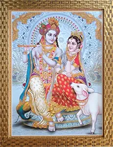 Shree Handicraft Lord Radha Krishna Photo Frame for Home Deco Wall Hanging Frame (34.5 cm x 44.5 cm x 1 cm, Acrylic Sheet Used)