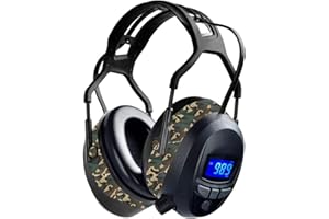 GARDTECH cuffie antirumore Bluetooth FM con radio wireless MP3, display LCD, scheda SD 4 GB, per adulti, per giardino, lavorazione del legno, mimetico