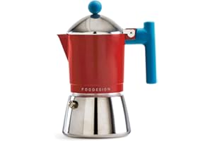 Foodesign Caffettiera Moka Cocca 3 Tazze, design moderno, per gas e induzione, caldaia bi-materiale