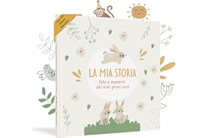 HuBorns - Album Nascita Bambina e Bambino per Incollare Foto e Scritte con +50 Pagine e Adesivi, Album Fotografico Neonato per il Primo Anno fino a 5 Anni, Ideale per Regalo Nascita (Italiano)