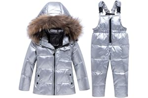 Odziezet Snowsuit da Unisex Bambini Tuta da Sci Piumino Trapuntato + Salopette 2 Pezzi Tutone Inverno 4-13 Anni