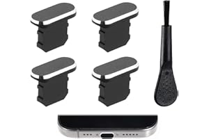 JIYIN 4 Stück Staubstecker, Handy Staubschutz Stöpsel Staub Stecker Schutzkappe Kompatibel mit I Phone 14 13 12 X XS XR Handy Staubschutz Phone Staubschutzstecker mit Reinigungsbürste(Schwarz)