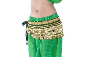 YuanDian Femme Pièces De Monnaies Danse du Ventre Ceinture Sequin Foulard Hip Danse Jupe Belly Dance Costume
