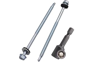 SKIR'CO (50 uds.) Tornillos para techos galvanizados 6,3 x 130 mm cabeza hexagonal, tornillos autoperforantes DIN 7504-K con arandelas de sellado EPDM