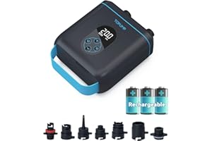 TOPUMP TPS260 Pompa SUP Ricaricabile, 20PSI Elettrica con Auto-Off, Gonfiaggio & Sgonfiaggio Doppio Stadio, Type-C per Paddle Board, Kayak, Ala & Aquilone, Tenda, Barca, Materasso