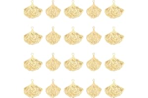 UNICRAFTALE 30pcs Véritable Plaqué Or 18K 201 Breloques en Feuille de Ginkgo en Acier Inoxydable Gravées en Métal Embellissements Breloques de Plantes Feuilles d'automne Boucles d'oreilles Pendantes