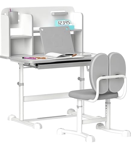 Spacetronik Kinderschreibtisch Set Höhenverstellbar - Mit Neigbarer Platte & Stuhl