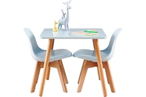 LuxNook Set di 2 Sedie per Bambini con Gambe in Legno, Sedia Piccola in PP+PU con Schienale per Cameretta per Bambini, Sedia da scrivania per Bambini, Ideale per Bambini da 1 a 6 Anni, azzurro