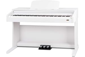 Classic Cantabile DP-210 WM Piano Numérique (piano digital avec mécanique à marteaux, 88 touches, 2 sorties casque, USB, métronome, 3 pédales, piano pour débutants) blanc mat