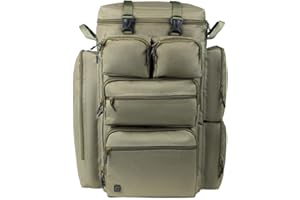 Carper Tackle Carp Fishing Rucksack Olive Green 75 Litre Luggage Tackle 8 Pockets
