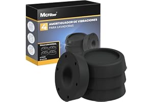 McFilter | 4 amortiguadores de vibraciones para lavadoras y secadoras | Amortiguador de vibraciones universal compatible con Bosch, Siemens, AEG | Alfombrilla antideslizante para lavadora - negro