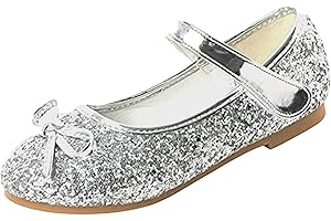YUKQEYLE Fille Chaussures de Princesse Mariages Glitter Bowkno Plates Anniversaire Paillettes Chaussures Ballerines Flat Fête Noël D'école