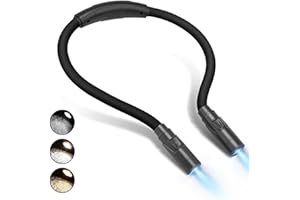 LUXJET 9 Modes LED Book Light Neck Lamp, LED Reading Lights with 3 Colours and 3 Brightness Levels, Hug Book Light for Reading in Bed at Night, Knitting, Handcraft Work, Crochet (Black)