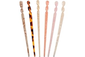 BREMOROU 6 Szt. Pałeczki Do Włosów W Stylu Vintage Acetatowe Do Koków Retro Spinki Dyskowe Długich Włosów Wzór W Panterkę