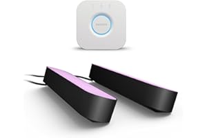 ‎PHILIPS HUE Philips Hue Play White and Colour Ambiance Smart Light Bar Podwójne Opakowanie, oświetlenie rozrywkowe do telewizora i gier (współpracuje z Alexą, Asystentem Google i Apple HomeKit), Czarne
