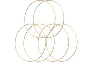 HOHIYA 35cm 14inch Metal Hoops Craft Dream Catcher Ring Wreath Floral Brass (Gold,Pack of 6)