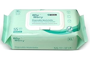 WhyWorry XL Lingettes Nettoyantes pour Adultes, Lingettes Humides Extra Épaisses 20 x 30 cm avec Aloès pour le Corps, Lingettes pour Incontinence et Hygiène Intime, 55 Unité