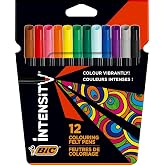 BIC Intensity Ke&ccedil;eli Boyama Kalemi 12 Renk, Su Bazlı M&uuml;rekkep, 0.9mm Ke&ccedil;eli Kalem Ucu, Yetişkin Boyama i&ccedil;in İdeal