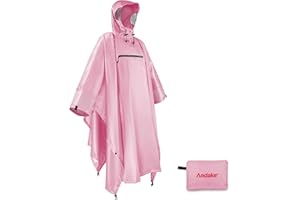 Andake Rain Poncho Waterproof Adult, Lightweight Reusable Raincoat Women Unisex with Hood for Hiking, Camping, Cycling, Outdoor Activities