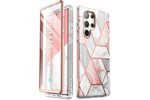 i-Blason Etui Cosmo Series do Samsung Galaxy S23 Ultra 5g (wersja z 2023 r.), smukłe, stylowe etui ochronne na cały korpus, z wbudowaną osłoną ekranu (marmur)