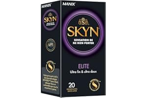 Skyn Elite : Lot de 20 Préservatifs sans latex Skynfeel pour Homme / Taille Régulière, Ultra-Fins et Doux, Forme Droite et Lisse / Diamètre 53mm