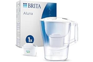 BRITA Aluna Water Filter Jug White (2.4L) incl. 1x MAXTRA PRO All-in-1 cartridge - fridge-fitting jug with LED - now in sustainable Smart Box packaging